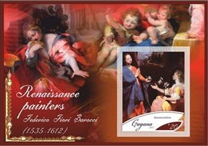 Souvenir Sheet, Art Renaissance painters Federico Fiori Barocci, Guyana,  