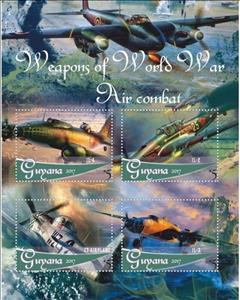 Mini Sheet, Weapons of World War II Air Combat, Guyana,  