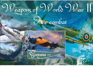 Souvenir Sheet, Weapons of World War II Air Combat, Guyana,  
