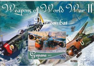 Souvenir Sheet, Weapons of World War II Air Combat, Guyana,  