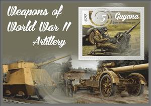 Souvenir Sheet, Weapons of World War II. Artillery, Guyana,  