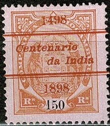 Stamp, Elephants Overcharged 1498 Centenario…, Mozambique Company,  , Animals (Fauna), Coats of Arms, Elephants, Mammals