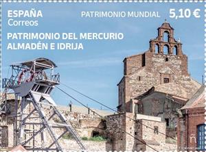 Stamp, World Heritage : Mercury Mines of Almadén and Idrija, Spain,  , Architecture, Mining, UNESCO World Heritage Sites