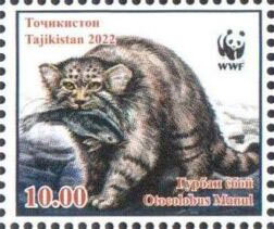 Stamp, Pallas's cat (Otocolobus manul), Tajikistan,  , Animals (Fauna), WWF, Wild Cats