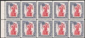 Booklet Pane, Minuteman and 50-star flag, United States of America,  , Flags, Men, Military Forces, Weapons