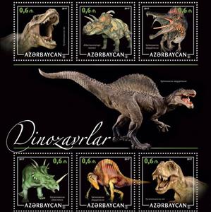 Mini Sheet, Dinosaurs (denomination in green), Azerbaijan,  , Animals (Fauna), Dinosaurs