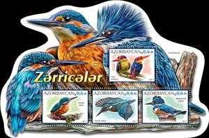 Souvenir Sheet, Kingfishers, Azerbaijan,  , Animals (Fauna), Birds, Kingfishers