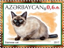 Stamp, Siamese Cat, Azerbaijan,  , Animals (Fauna), Cats, Mammals