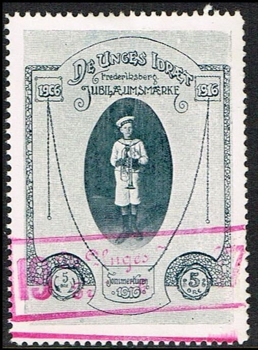 1916 De Unges Idraet Frederiksberg 5 Oere Jubilaeumsmaerke