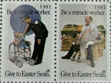 Se-tenant, Be a miracle worker Give to Easter Seals 1981, Cinderellas,  , Charity, Children, Disabled, Easter