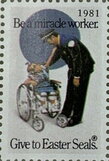 Stamp, Be a miracle worker Give to Easter Seals 1981, Cinderellas,  , Charity, Children, Disabled, Easter