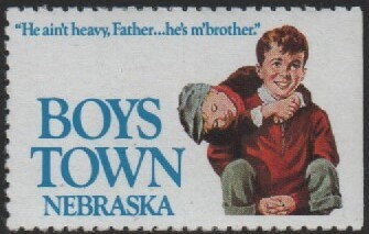 Stamp, Boys Town Nebraska "He aint heavy" undated, Cinderellas,  , Charity, Children