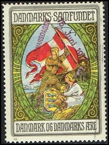 Stamp, Danmarks Samfundet Danmark Og Danmarks Aere Valdemarsdagen 1, Cinderellas,  , Families, Flags
