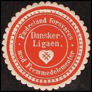 Stamp, Dansker Ligaen Faedreland Forsvares Mod Fremmedelementer, Cinderellas,  , Organizations, Round Stamps