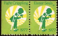 Se-tenant, Fight Crippling Easter Seals 1977, Cinderellas,  , Charity, Children, Disabled, Easter