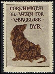 Stamp, Foreningen Til Vaern For Vaergeloese Dyr, Cinderellas,  , Animals (Fauna), Charity, Dogs