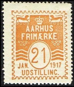 Stamp, Jan 21 1917 Aarhus Frimaerke Udstilling Boelgelinie Udgave, Cinderellas,  , Philatelic Exhibitions