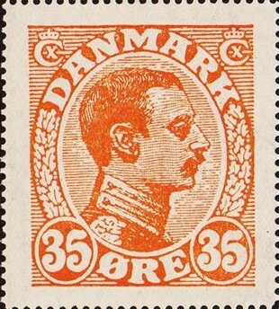 King Christian X 35 Oere Grey Lilac Seal In Large Format