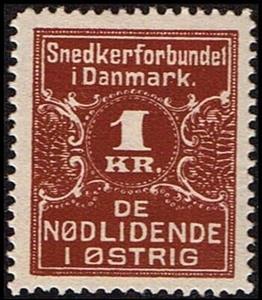 Stamp, Snedkerforbundet I Danmark De Noedlidende I Oestrig 1 Kr, Cinderellas,  , Charity