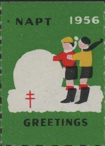 Stamp, Tuberculosis Christmas Seal, Children at play, Cinderellas,  , Charity, Children, Christmas, Tuberculosis / TBC