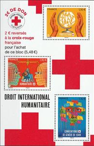 Souvenir Sheet, Red Cross : International Humanitarian Rights, France,  , Human Rights, Red Cross and Red Crescent