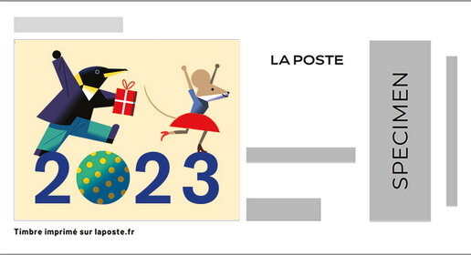 Stamp, 2023 Bird Mouse, France,  , New Year