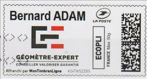 Stamp, Bernard Adam Geometre Expert, France,  , Geodesy 