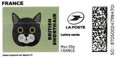 Stamp, British Shorthair. Redesign, France,  , Animals (Fauna), Cats, Mammals