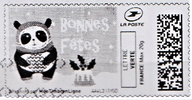Happy Christmas Panda Bonnes Fetes in black