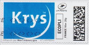 Stamp, Krys Opticians on bright blue, France,  , Advertisements, Opticians