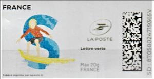 Stamp, Letter S Surfing. Redesign, France,  , Aquatic Sports, Letters (Alphabet), Sports, Surfing