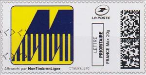 Stamp, M logo on yellow, France,  , Logos
