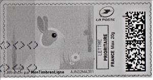 Stamp, Rabbit in grey, France,  , Animals (Fauna), Rabbits