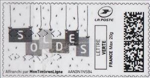 Stamp, Sales (Soldes) Hanging Sign in black, France,  , Shopping