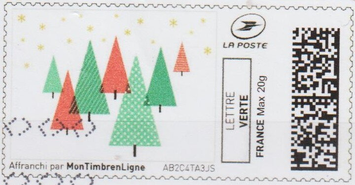 Seven red and green fir trees