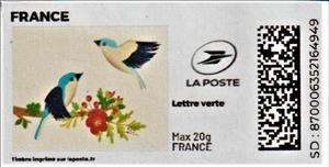 Stamp, Spring. Birds Nesting. Cream Background. Redesign, France,  , Animals (Fauna), Birds, Spring