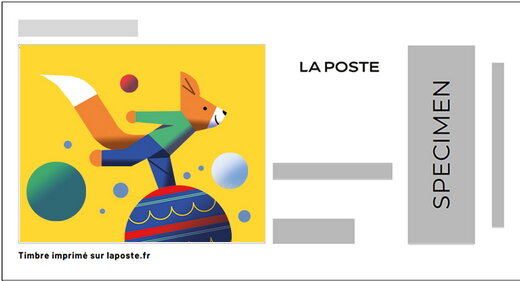 Stamp, Squirrel balls, France,  , Christmas