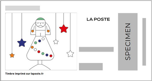 Stamp, Tree stars, France,  , Christmas