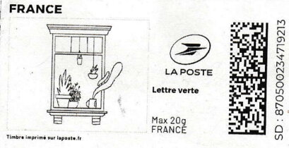 Stamp, Window in bloom. Redesign, France,  , Architecture, Windows