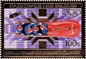 Stamp, 4-man Bobsled, Guinea,  , Bobsleigh, Olympic Games, Sports, Winter Sports