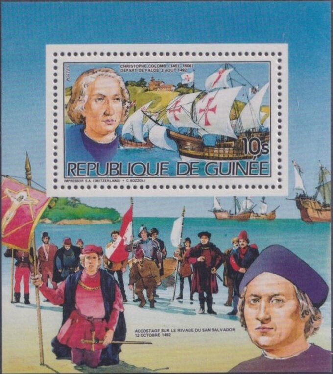 Christopher Columbus (1451-1506) departing from Palos, 1492