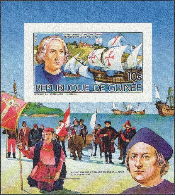 Christopher Columbus (1451-1506) departing from Palos, 1492