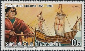 Stamp, Christopher Columbus (1451-1506), La Pinta, Guinea,  , Discoverers, Famous People, Navigators, Sailing Ships, Ships