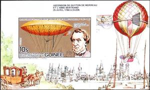 Souvenir Sheet, Henri Dupuy de Lôme (1816-1885), Guinea,  , Air Balloons, Aircraft, Aviation, Famous People, Изобретатели, Transport