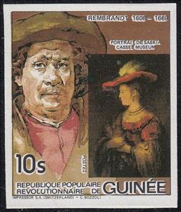 Stamp, Rembrandt (1606-1669), Guinea,  , Art, Famous People, Painters, Paintings