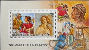 Souvenir Sheet, Sandro Botticelli (c. 1445-1510), Guinea,  , Art, Famous People, Painters