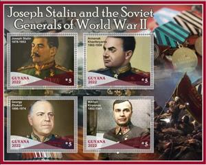 Mini Sheet, Great People Joseph Stalin and the Soviet Generals of World, Guyana,  