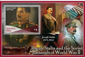 Souvenir Sheet, Great People Joseph Stalin and the Soviet Generals of World, Guyana,  