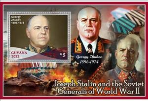 Souvenir Sheet, Great People Joseph Stalin and the Soviet Generals of World, Guyana,  