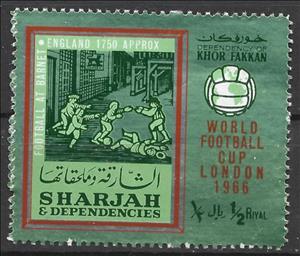 Stamp, Football game in Arnet near London, around 1750, Khor Fakkan,  , Football (Soccer), Sports
